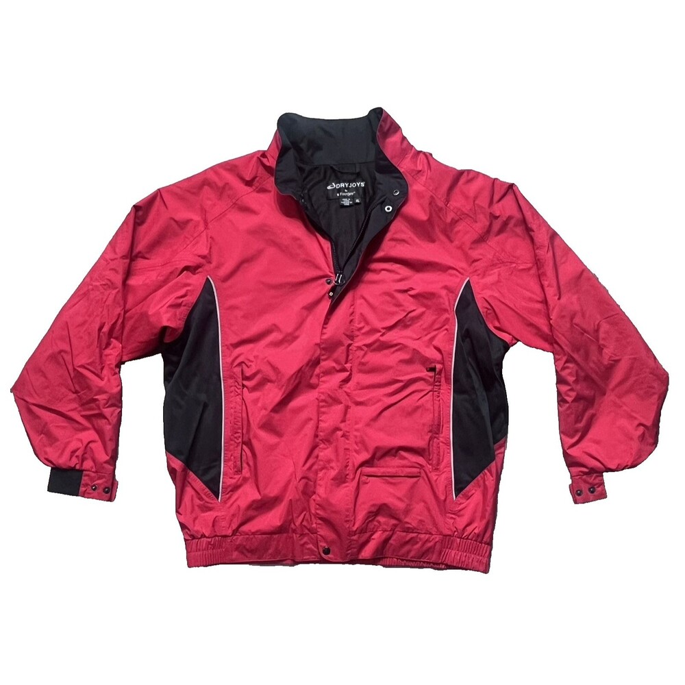 Dryjoys By Footjoy Full Zip/Snap Golf Rain Windbreaker Jacket Mens XL Red